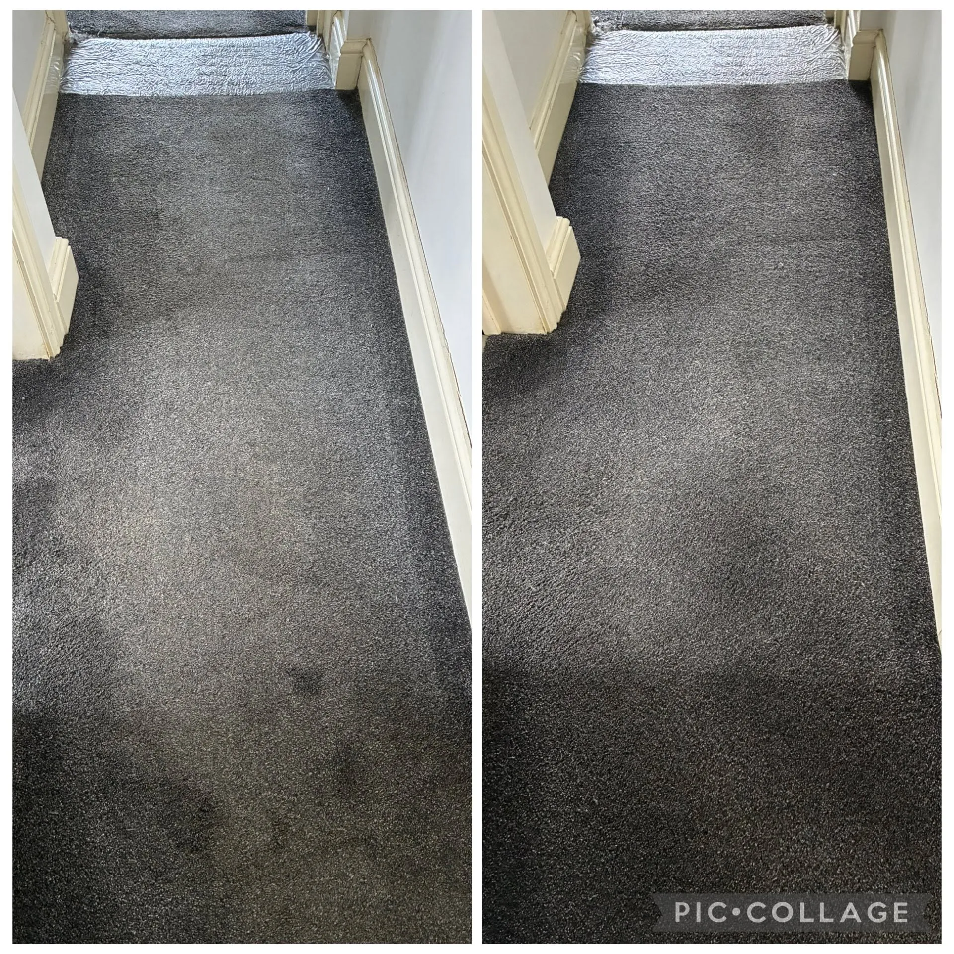 Before and after professional carpet cleaning in Hemel Hempstead — colour and freshness restored